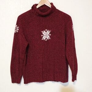 Woolrich Ruby red turtleneck snowflake sweater
